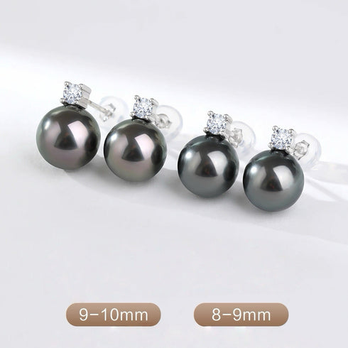 Tahitian Pearl Sasha Zirconia Earrings in Sterling Silver